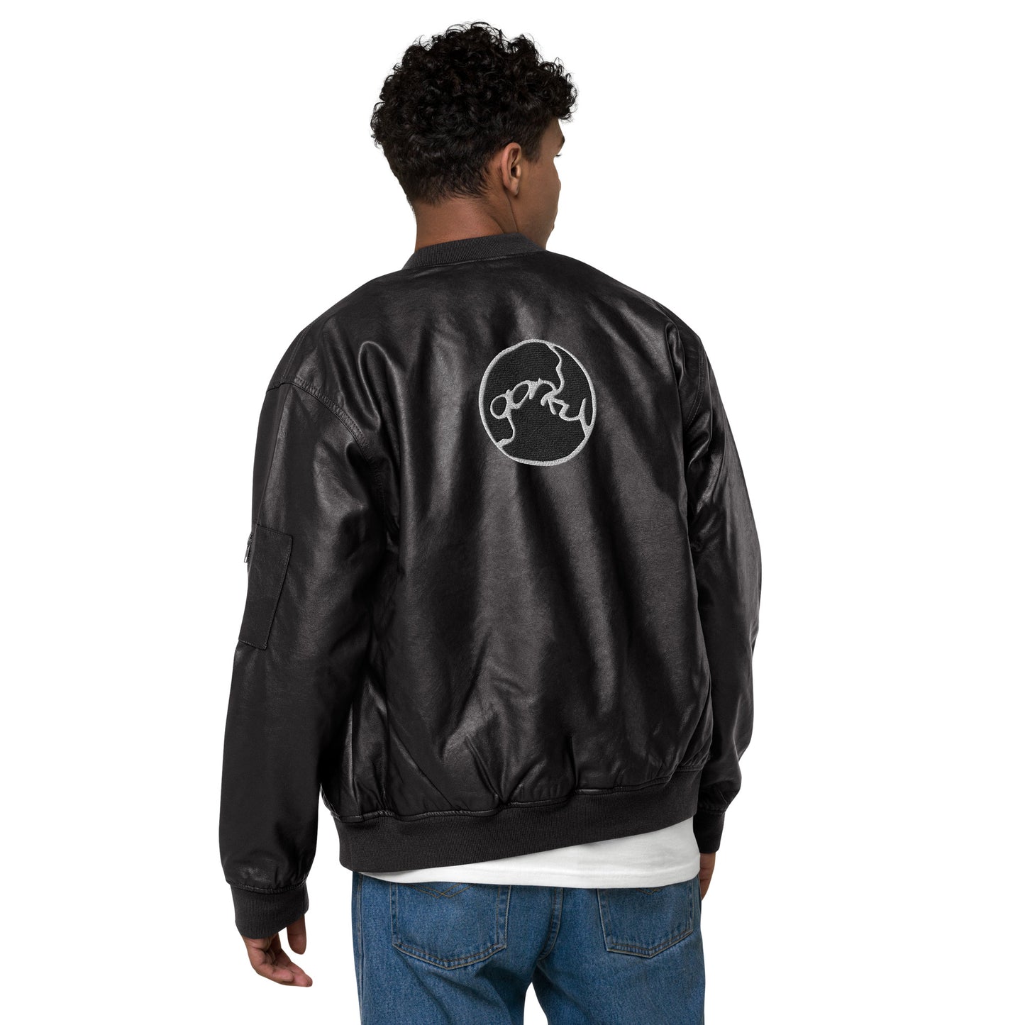 Gorky Faux Leather Bomber Jacket