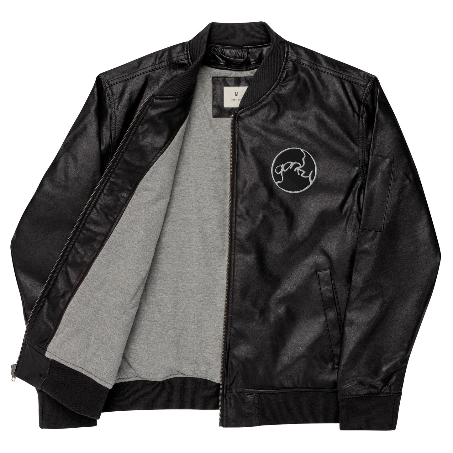 Gorky Faux Leather Bomber Jacket