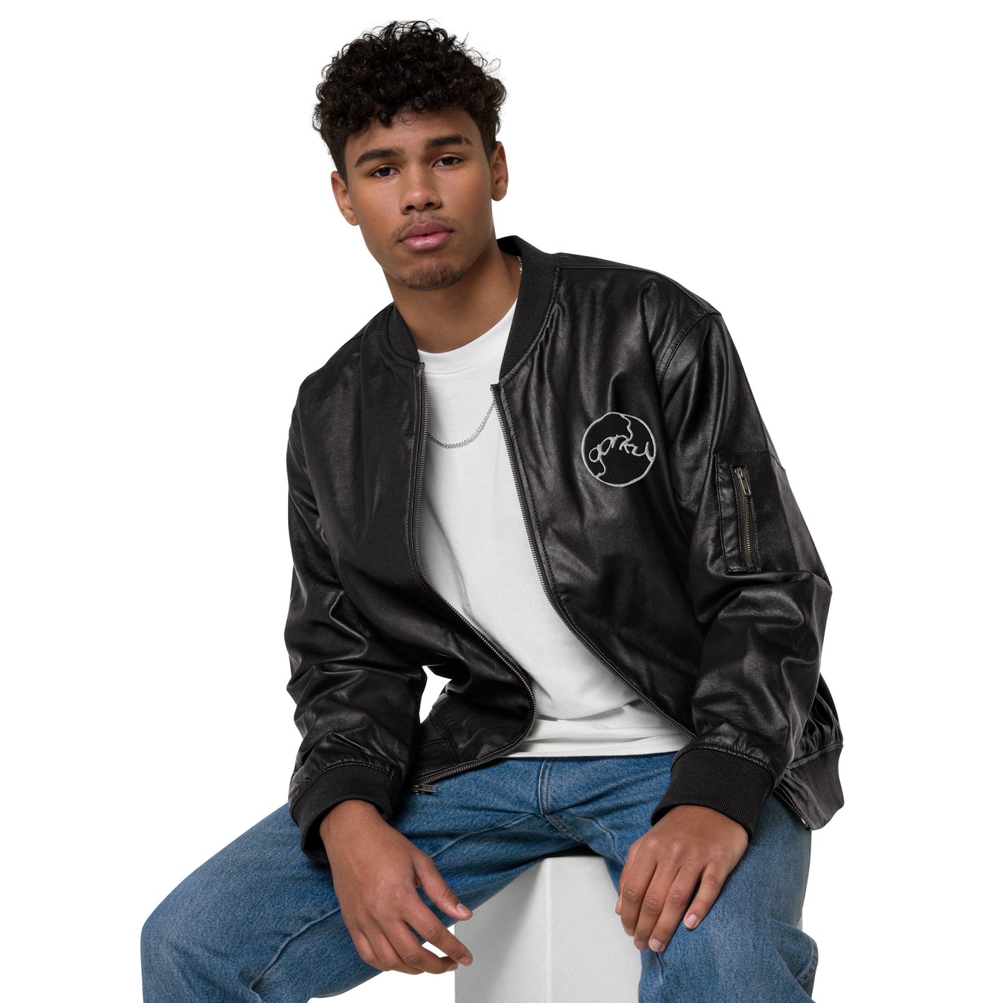 Gorky Faux Leather Bomber Jacket