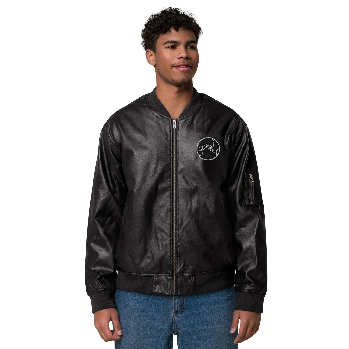 Gorky Faux Leather Bomber Jacket