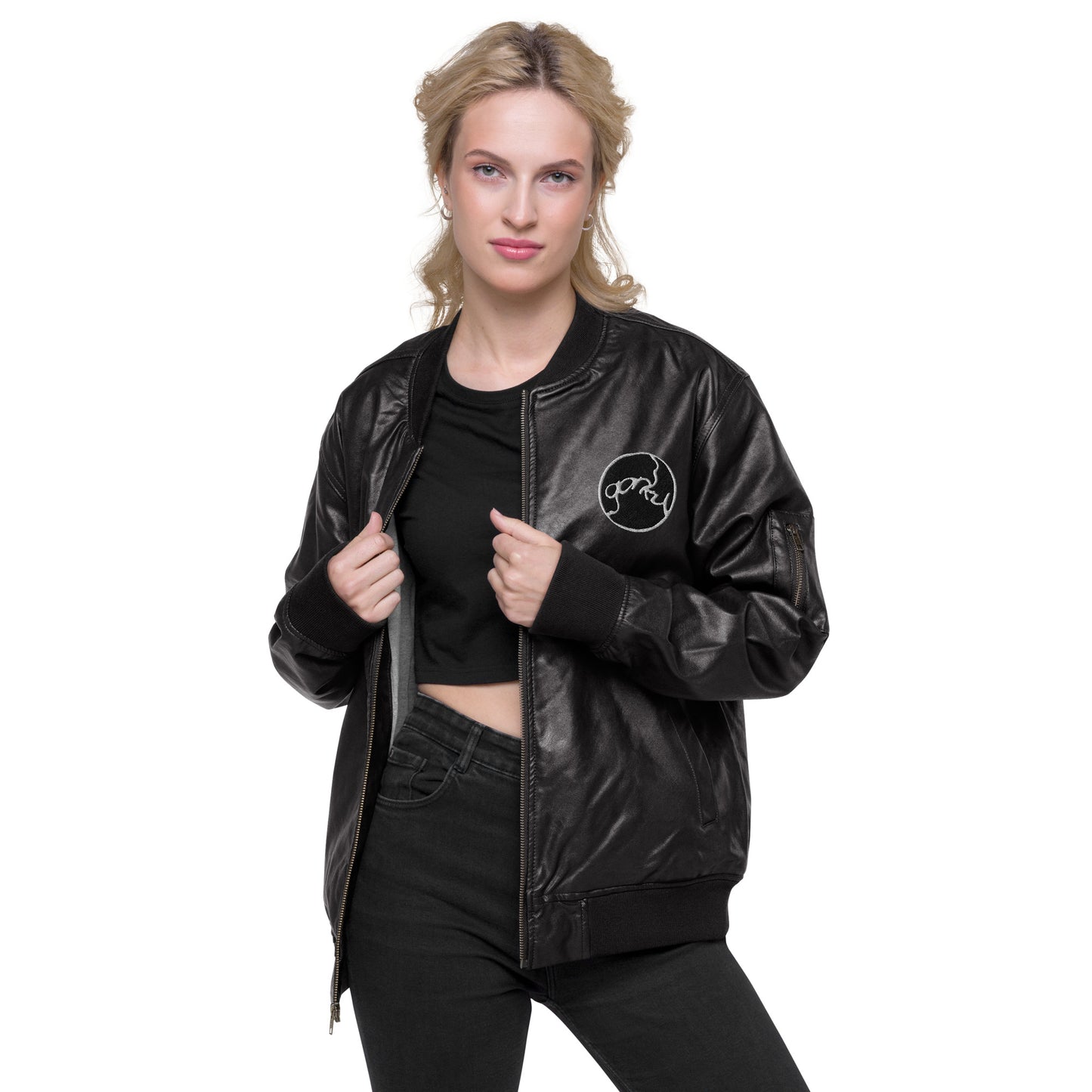 Gorky Faux Leather Bomber Jacket