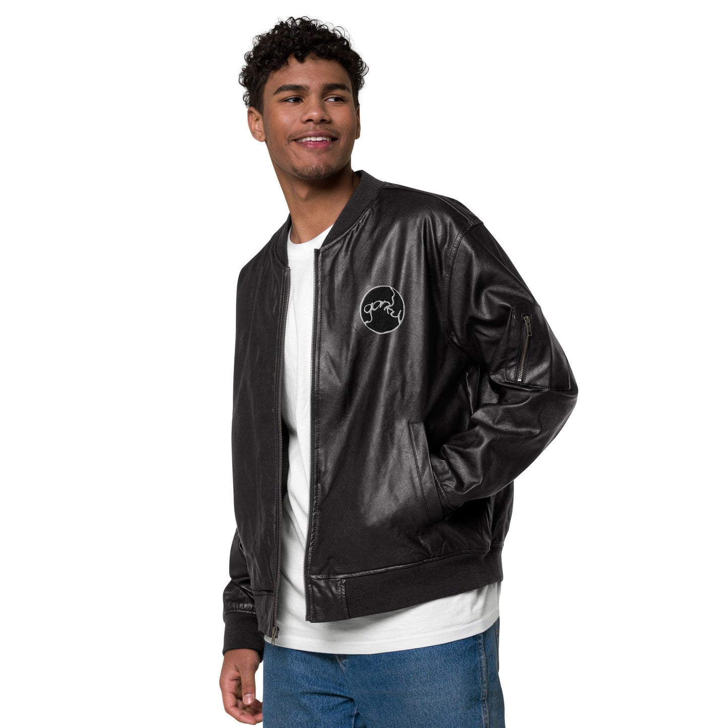 Gorky Faux Leather Bomber Jacket