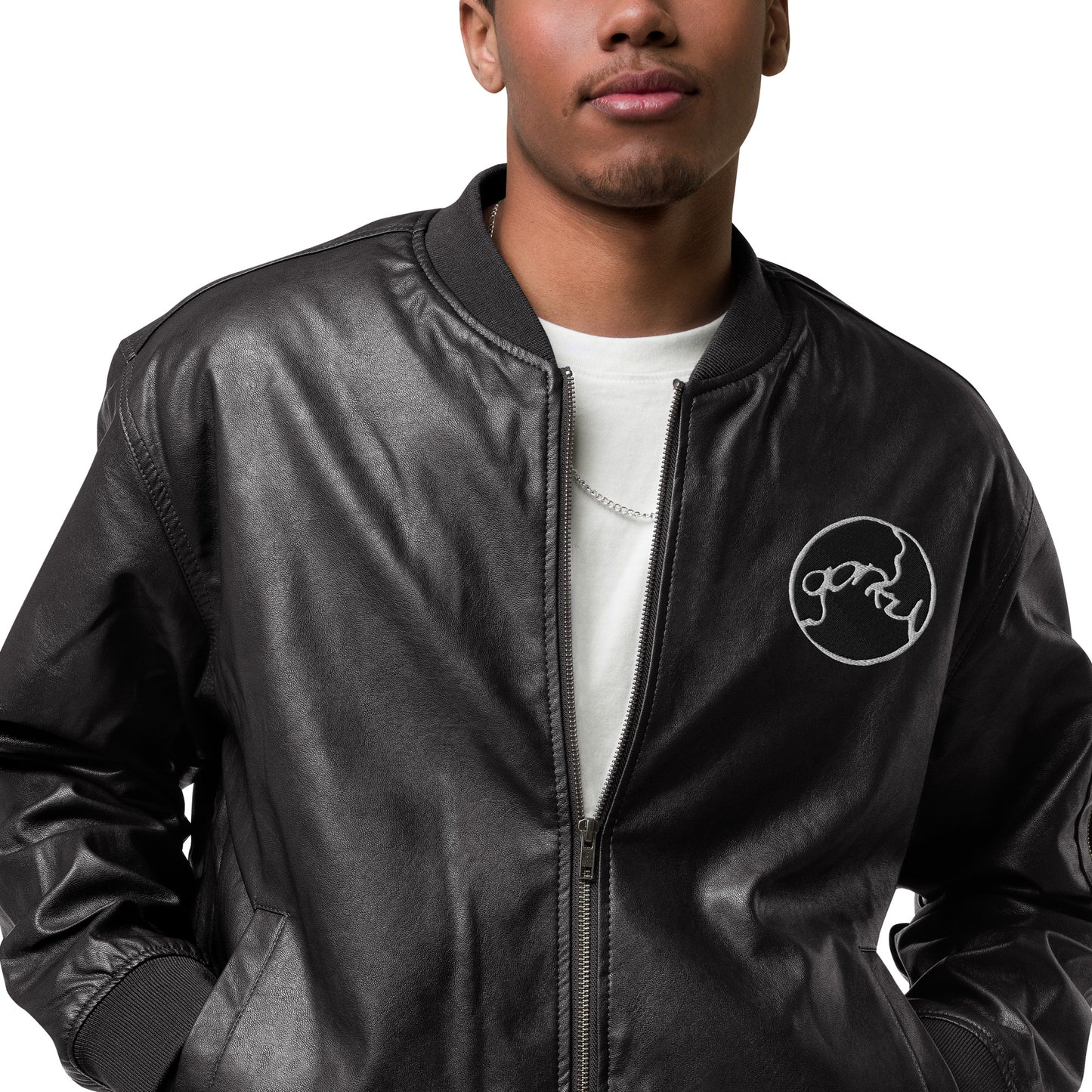 Gorky Faux Leather Bomber Jacket