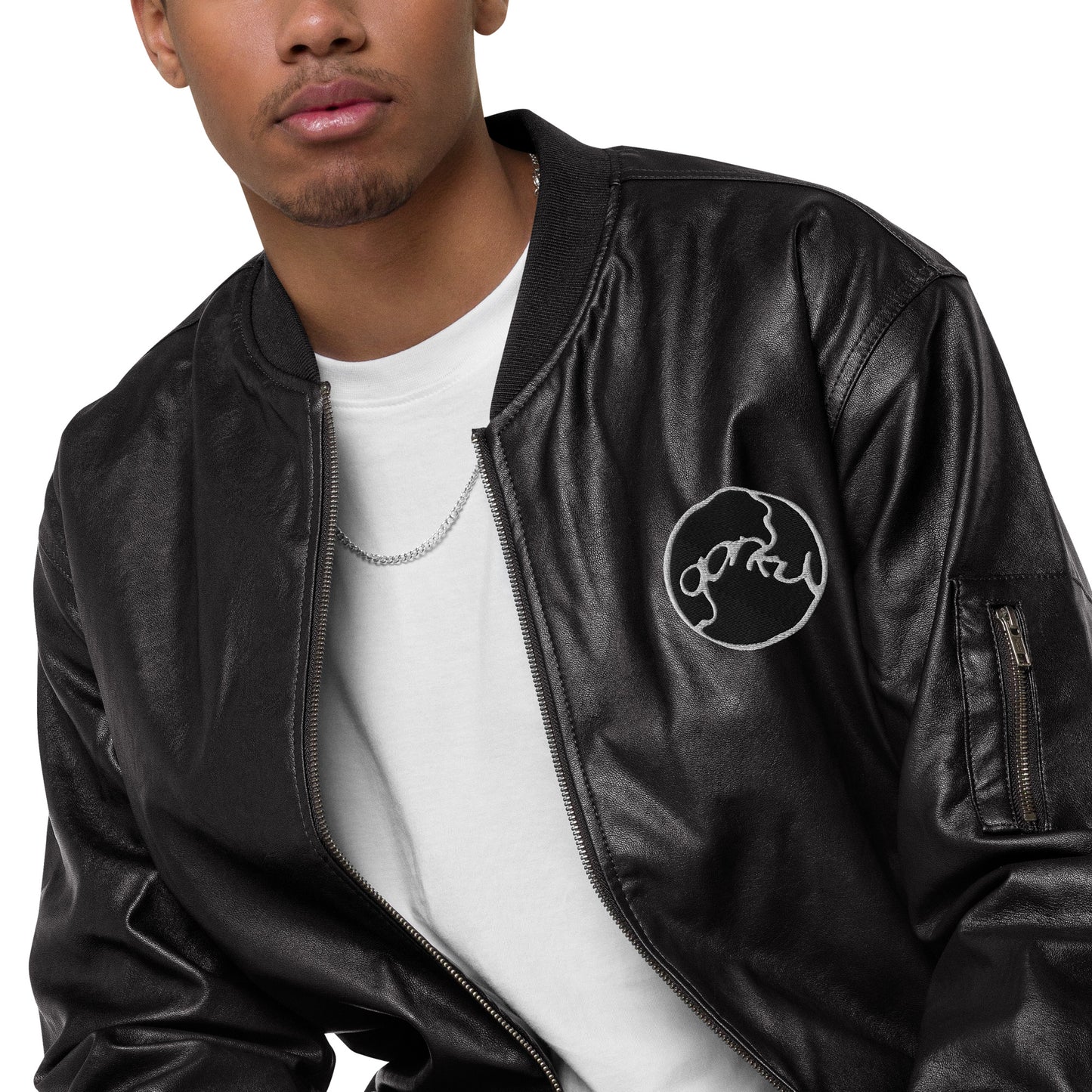 Gorky Faux Leather Bomber Jacket