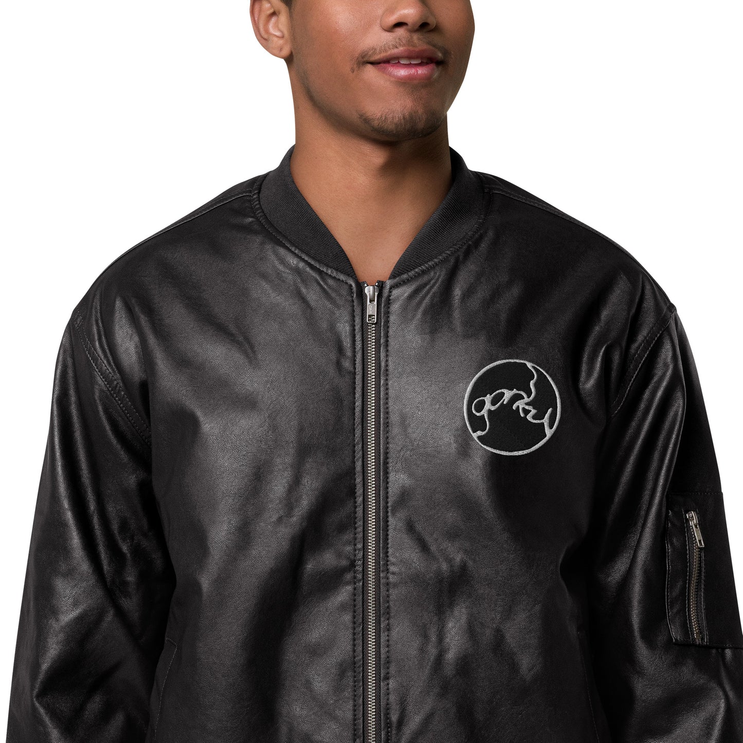 Gorky Faux Leather Bomber Jacket