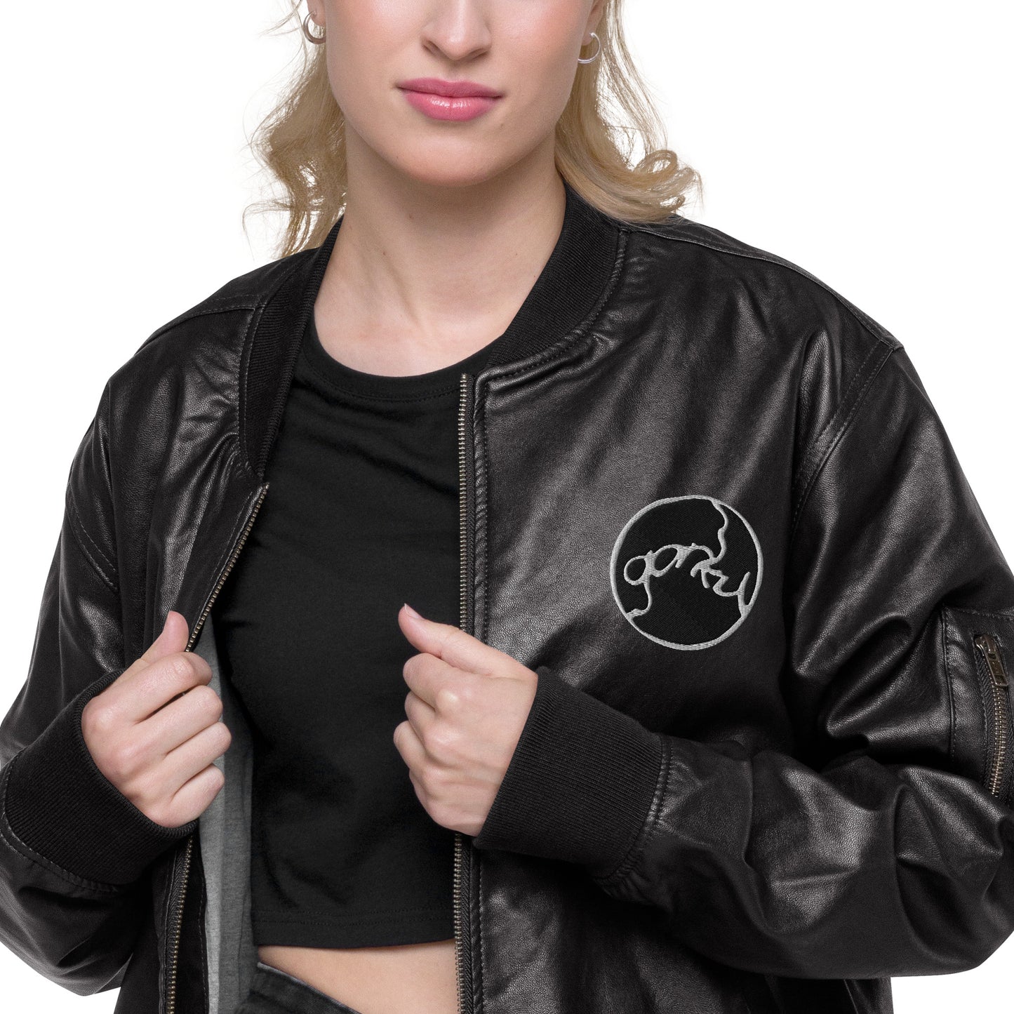 Gorky Faux Leather Bomber Jacket