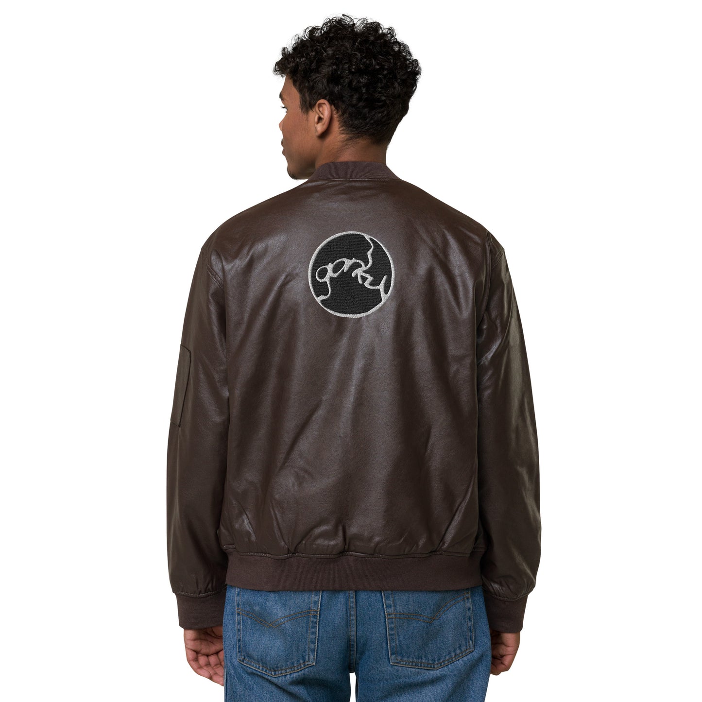 Gorky Faux Leather Bomber Jacket