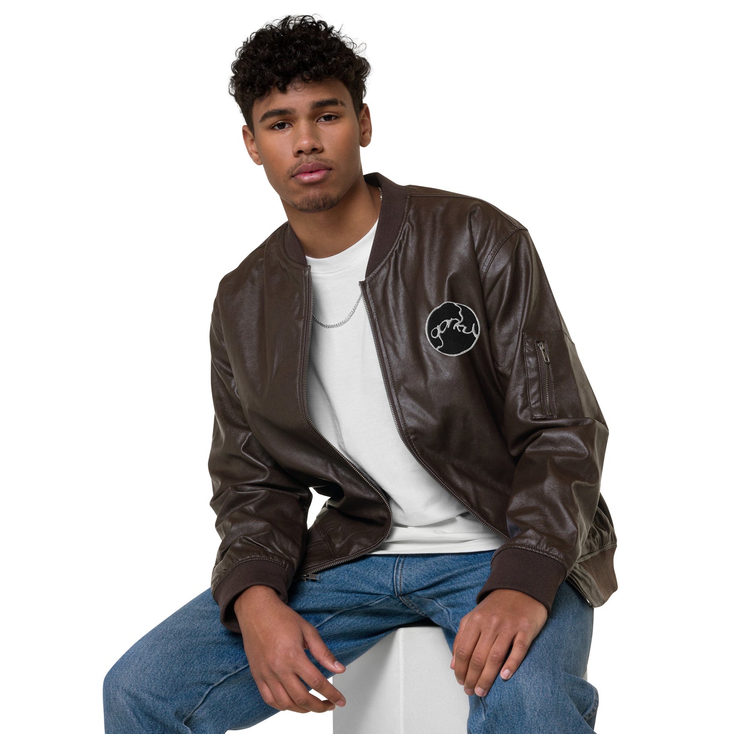 Gorky Faux Leather Bomber Jacket