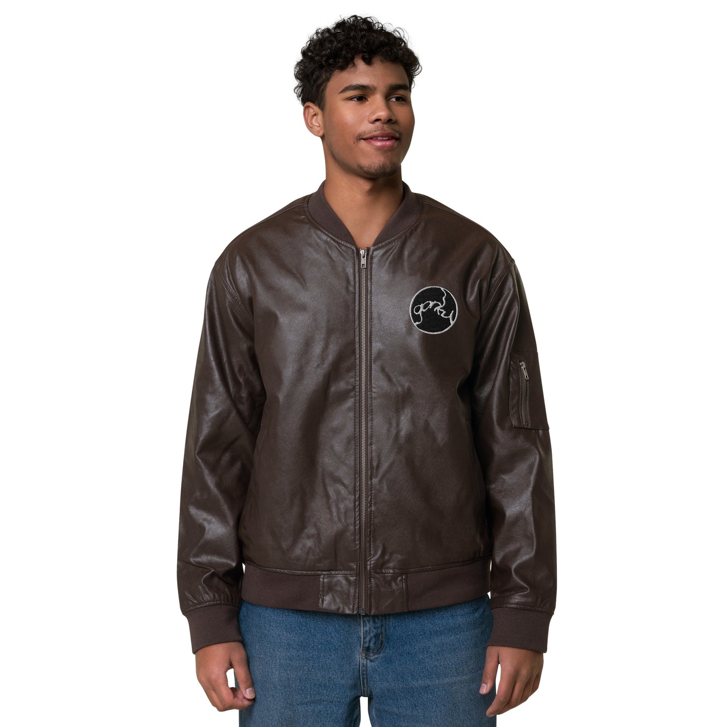 Gorky Faux Leather Bomber Jacket