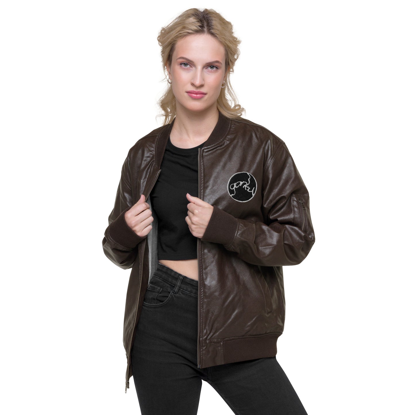Gorky Faux Leather Bomber Jacket
