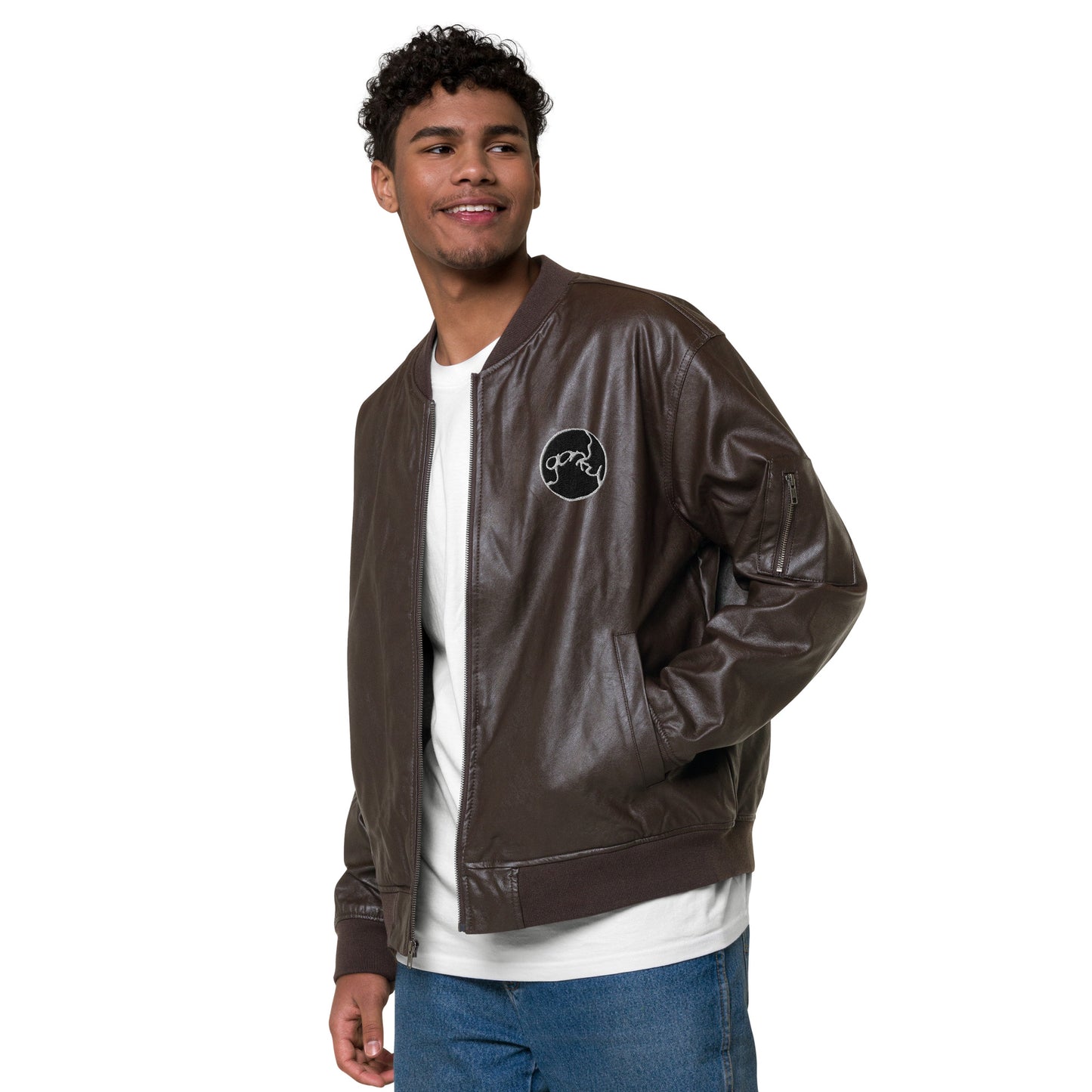 Gorky Faux Leather Bomber Jacket
