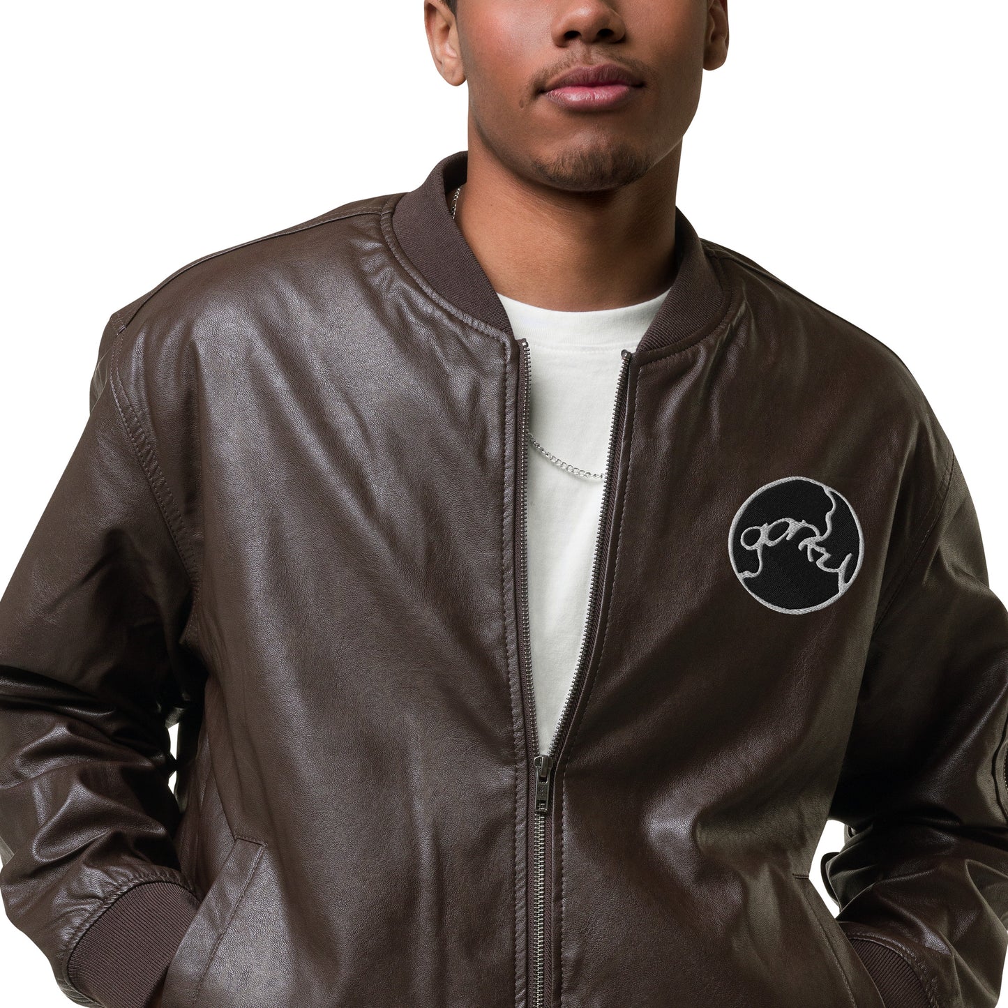 Gorky Faux Leather Bomber Jacket