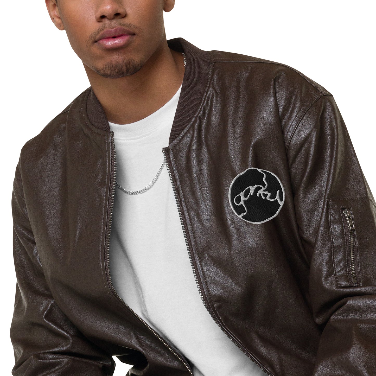 Gorky Faux Leather Bomber Jacket