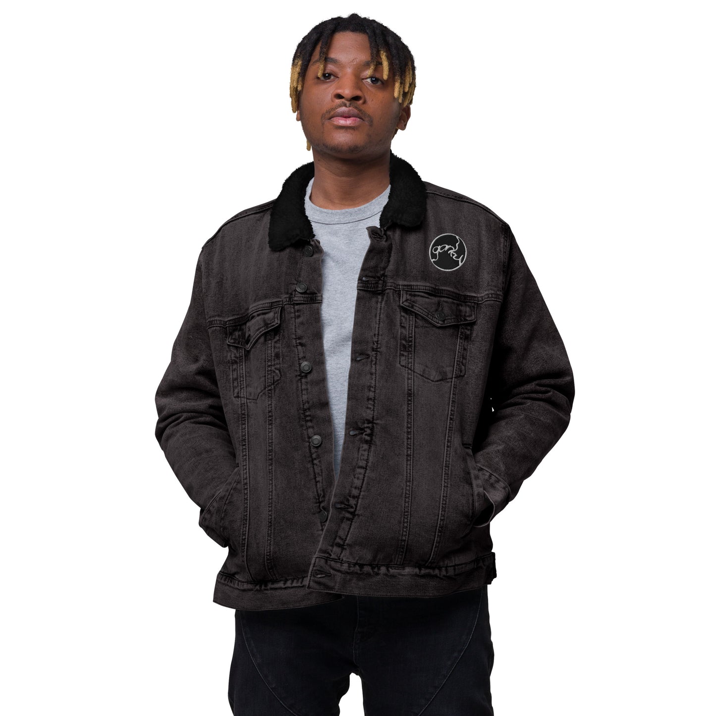 Gorkmania! Unisex denim sherpa jacket