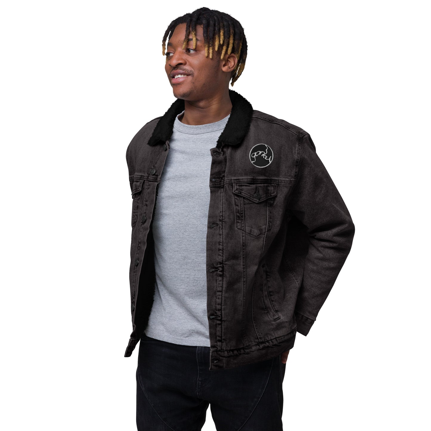 Gorkmania! Unisex denim sherpa jacket