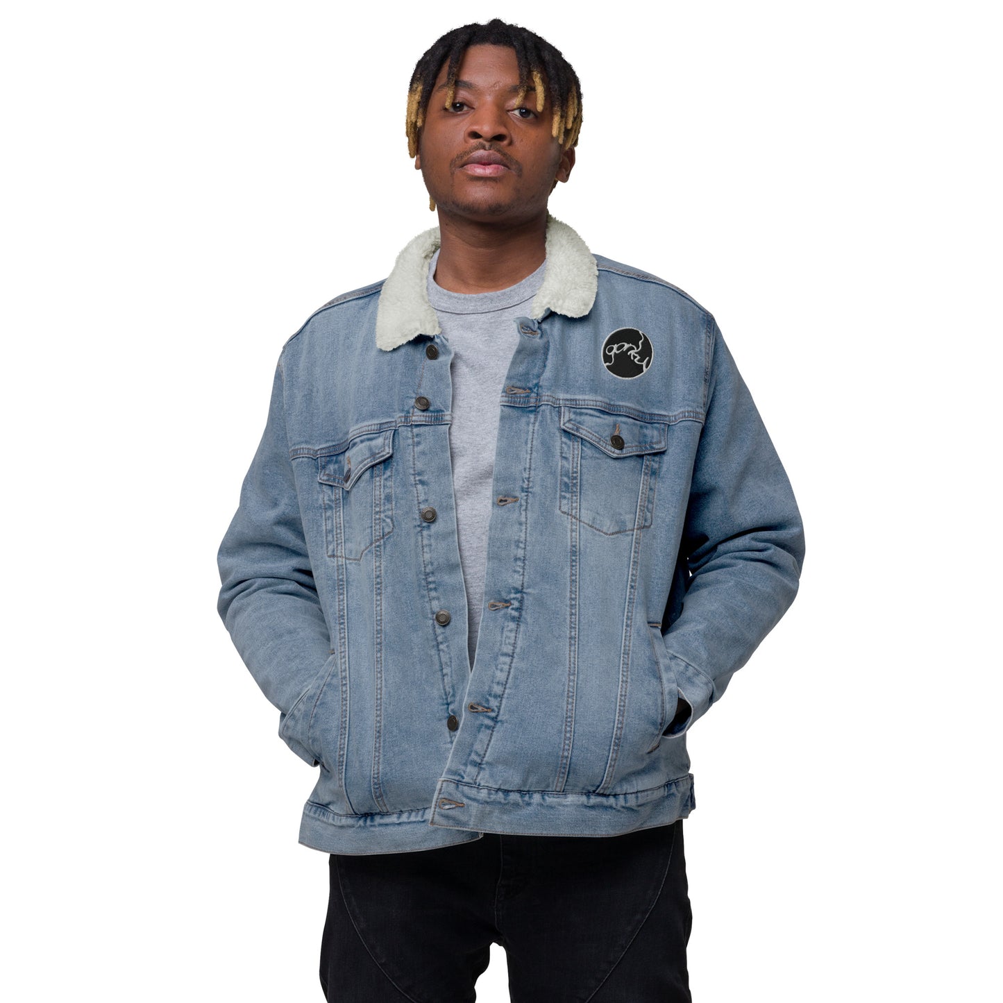 Gorkmania! Unisex denim sherpa jacket