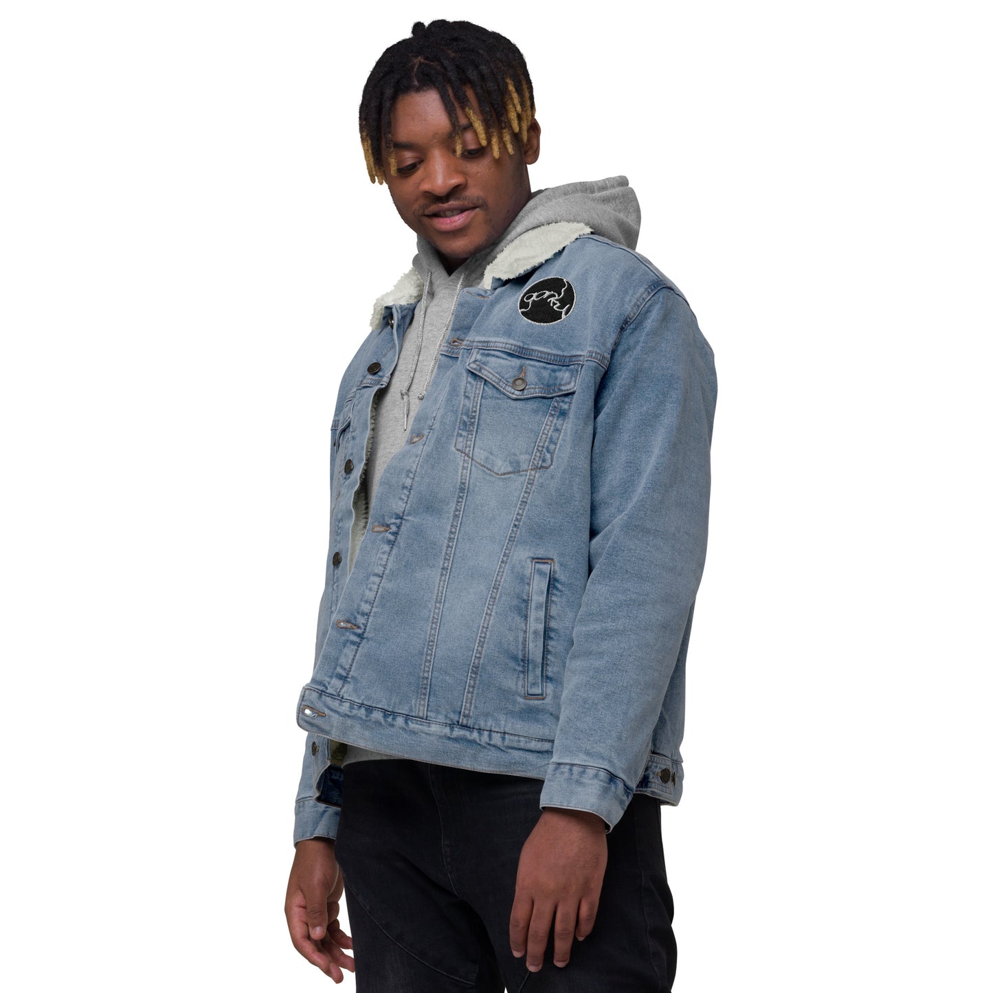 Gorkmania! Unisex denim sherpa jacket