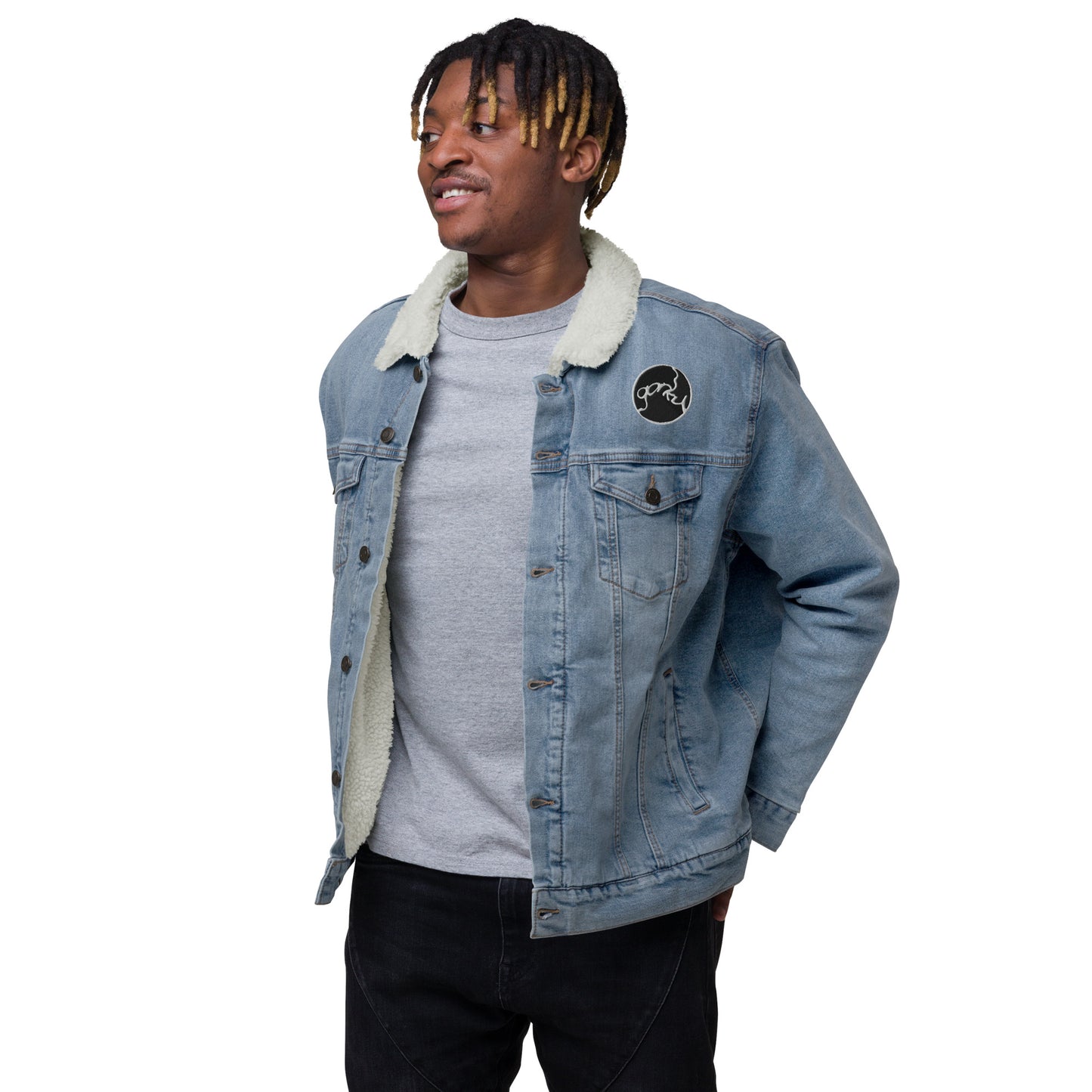 Gorkmania! Unisex denim sherpa jacket