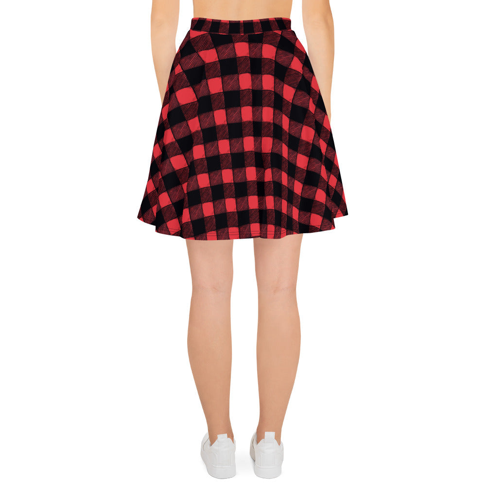 White Mountain Red Buffalo Plaid Skater Skirt