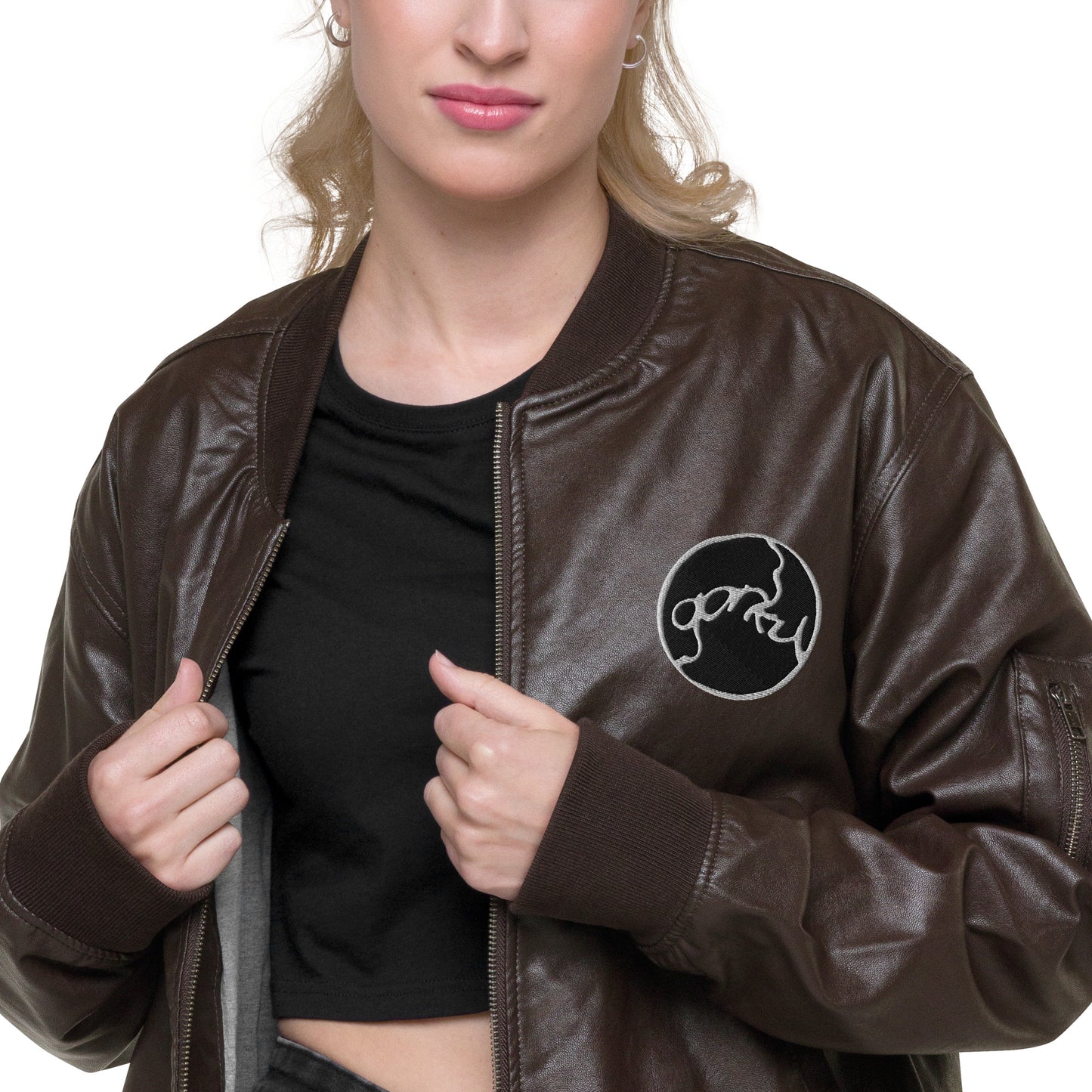 Gorky Faux Leather Bomber Jacket